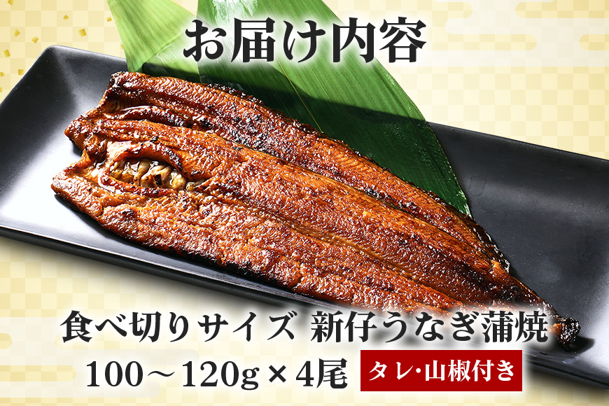 やわらか国内産 うなぎ蒲焼 食べ切りサイズ! 100～120g 4尾 計400g以上 ふっくら蒲焼き ブランド鰻使用 秘伝のタレ・山椒付き 湯煎で簡単調理 うな丼 ちらし寿司 贈答用 ギフト 冷蔵配送 茨城県 潮来市 (A23-010)