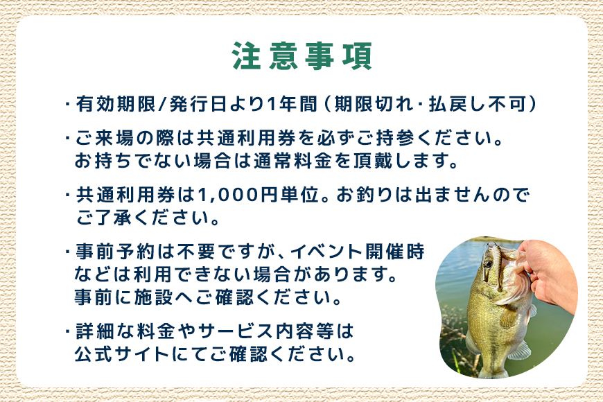 潮来マリーナ 施設内共通利用券 6,000円分 (1,000円×6枚) へらブナ釣り ブラックバス釣り ニジマス釣り 渚食堂 バスボート駐艇場利用可能 釣り堀体験 レジャー チケット 茨城県 潮来市 (A49-002)