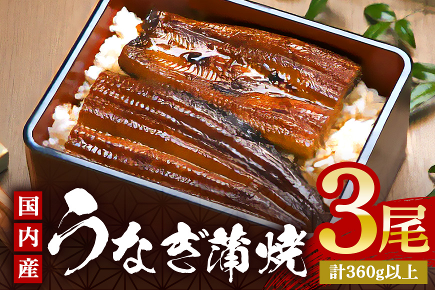 やわらか国内産 うなぎ蒲焼 満足サイズ! 120～140g 3尾 計360g以上 ふっくら蒲焼き ブランド鰻使用 秘伝のタレ・山椒付き 湯煎で簡単調理 うな丼 ちらし寿司 贈答用 ギフト 冷蔵配送 茨城県 潮来市 (A23-013)