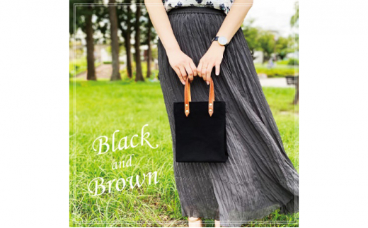 倉敷産帆布×本牛革 ミニトートバッグ（黒×ブラウン）◇