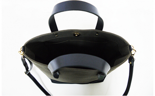 【倉敷産帆布×本革】2way ショルダーバッグ_バイカラー（黒