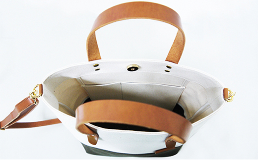 【倉敷産帆布×本革】2way ショルダーバッグ_バイカラー（生