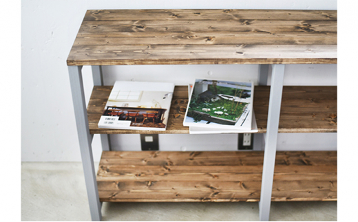 3段シェルフ (グレー)【シェルフ ラック 木製 ディスプレイ 