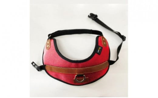 【中型犬用】ハーネス コーデュラ×本牛革(レッド×ブラウ