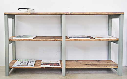 3段シェルフ (オリーブ)【シェルフ ラック 木製 ディスプレ