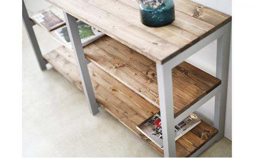 3段シェルフ (グレー)【シェルフ ラック 木製 ディスプレイ 