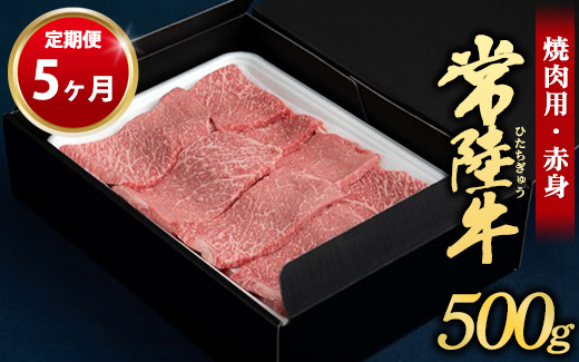 【定期便 5ヶ月】常陸牛焼肉用（赤身）500g（茨城県共通返