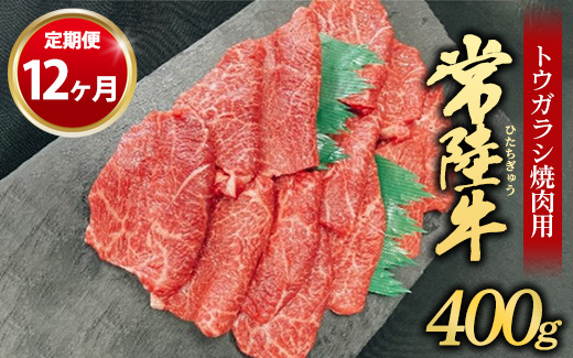 【定期便 12ヶ月】【希少部位】常陸牛トウガラシ焼肉用400g