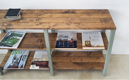 3段シェルフ (オリーブ)【シェルフ ラック 木製 ディスプレ