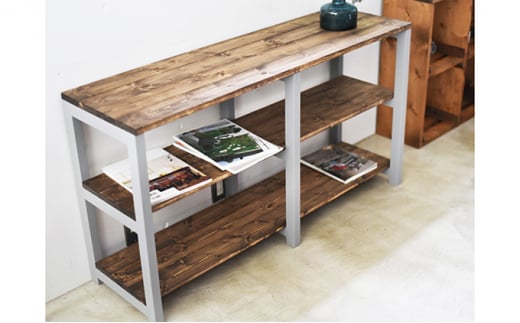 3段シェルフ (グレー)【シェルフ ラック 木製 ディスプレイ 