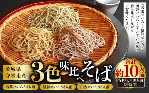 3色 味比べそば各100g×10人前（冷凍生）（若葉せいろう4人前