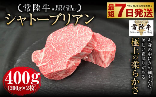 【常陸牛】シャトーブリアン 200g×2枚 | 計400g 牛肉 肉 お肉 
