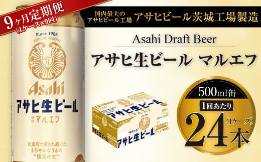 【9ヶ月定期便】アサヒ 生ビール マルエフ 500ml缶 24本 1ケー