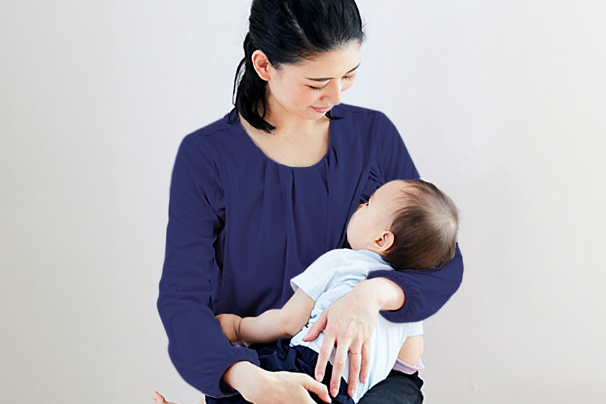 【秋冬】赤ちゃんに優しい授乳服セット ネイビー M トップス タックブラウス レディース 下着 ブラジャー 子育て ベビー マタニティ 茨城県 日本製 日本助産師会が推奨する唯一の授乳用ブラ 授乳ブラ マタニティブラ 産後 ノンワイヤー 授乳服 【有限会社モーハウス】【ho0920】