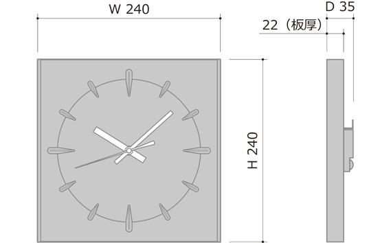 家具蔵 KAGURA 時計 ソアレ角 ウォールナット材 セイコークロック社製スイープムーブメント 掛け時計 天然木 茨城県 静音 おしゃれ 壁掛け時計 軽量 壁時計 北欧 シンプル 大きい アナログ オシャレ 木目調 ウォールナット無垢材 オイル仕上げ 【株式会社アイダ】【ho1331】