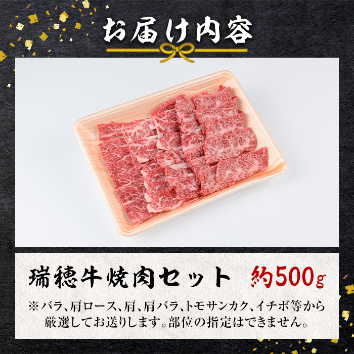 ＜2026年3月中に発送＞ 瑞穂牛焼肉セット 約500g 牛肉 やきにく バラ 肩ロース 肩 肩バラ トモサンカク イチボ ブランド牛 冷凍配送 茨城県 お中元 焼肉の日 敬老の日 瑞穂牛 焼肉 10種 盛り合わせ 食べ比べ 国産 肉 BBQ セット 【（株）フロンティアロード】【ho0858-1-03】