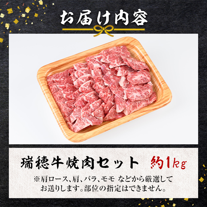＜2026年3月中に発送＞ 瑞穂牛焼肉セット 1.0Kg 牛肉 やきにく バラ 肩ロース 肩 肩バラ トモサンカク イチボ ブランド牛 冷凍配送 茨城県 お中元 焼肉の日 敬老の日 瑞穂牛 焼肉 盛り合わせ 食べ比べ 国産 肉 BBQ セット 【（株）フロンティアロード】【 ho0903-1-03】