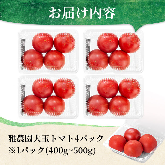 雅農園大玉トマト4パック トマト 野菜 とまと やさい 新鮮 産地直送 【雅農園】【ho1429】