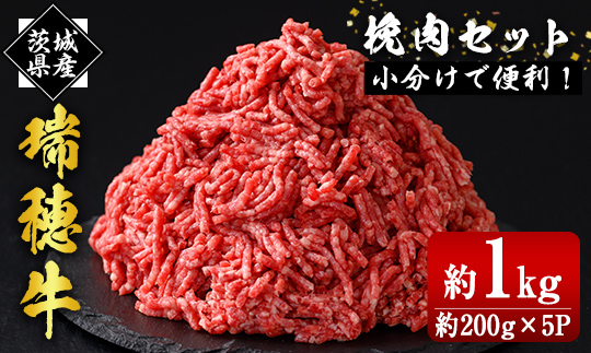 瑞穂牛挽肉セット 約1Kg 1000g 牛肉 瑞穂牛 ひき肉 ブランド牛 茨城県 ミンチ 冷凍配送 200g×5袋パック 小分け 牛ミンチ 和牛 お肉 肉 おにく にく 国産牛 挽き肉 挽肉 お取り寄せ グルメ ハンバーグ キーマカレー 特産品 冷凍 【株式会社フロンティアロード】【ho0865】