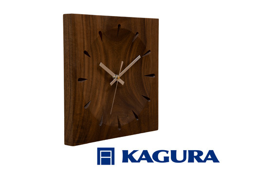 家具蔵 KAGURA 時計 ソアレ角 ウォールナット材 セイコークロック社製スイープムーブメント 掛け時計 天然木 茨城県 静音 おしゃれ 壁掛け時計 軽量 壁時計 北欧 シンプル 大きい アナログ オシャレ 木目調 ウォールナット無垢材 オイル仕上げ 【株式会社アイダ】【ho1331】