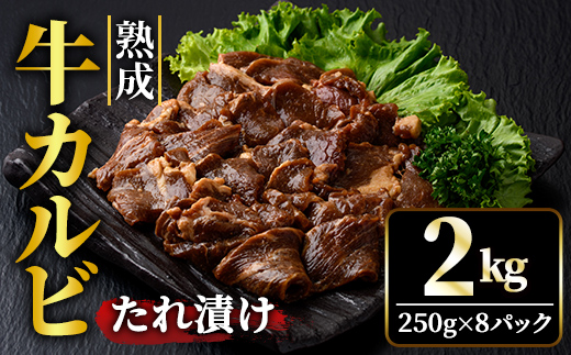 熟成牛カルビ 2kg (250g×8パック) たれ 味付 小分け 冷凍 焼肉 焼き肉 牛 牛肉 ビーフ カルビ BBQ 【そうざい男しゃく（株式会社池延）】【ho1472】
