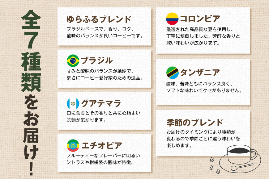 ゆらふる 厳選 ドリップコーヒーセット 12個 ブラジル グアテマラ エチオピア コロンビア タンザニア 自家焙煎珈琲 自家焙煎 ゆらふる 7種 飲み比べ アソート セット 珈琲 珈琲豆 ドリップバッグ ドリップパック ドリップコーヒー コーヒー ギフト