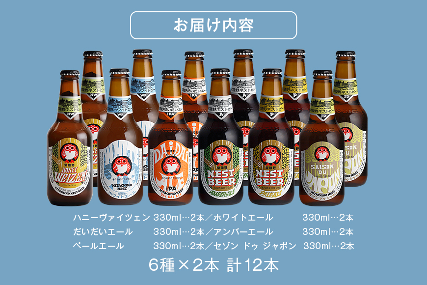 ハニーヴァイツェン入り 常陸野ネストビール 6種12本 飲み比べセット インターナショナルビアカップ2022銅賞受賞 クラフトビール 地ビール ご当地ビール お中元 ギフト 茨城クラフトビール ビールセット 暑中見舞い