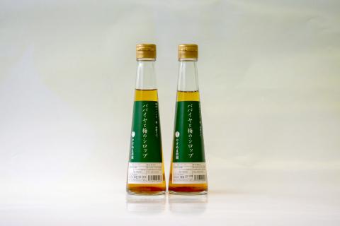 パパイヤと梅のシロップ 那珂パパイヤ 有機栽培 サンパパイヤ 栄養豊富 安心 安全 添加物不使用 ギフト 贈答 プレゼント ウメ ジュース ドリンク 200ml×2本 ノンアルコール クエン酸補給