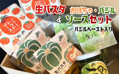 生パスタ バジル・かぼちゃ &ソース&バジルぺーストセット 生 パスタ 麺 食品 保存 備蓄 生麺 グルメ スパゲティ 本格 小麦 タリアッテレ 国産 めん 麺類