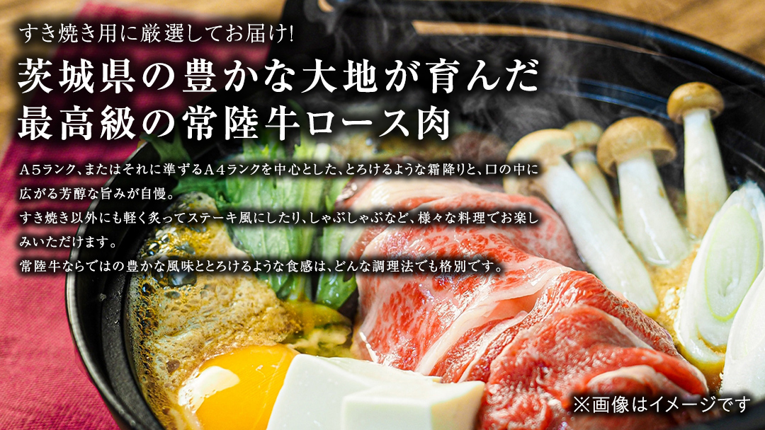 【 常陸牛 】 すき焼き用 ロース 500g 茨城県共通返礼品 化粧箱入り A4 A5 ブランド牛 国産 牛肉 肉 お肉 黒毛和牛 和牛 ギフト 贈答 [AD007ci]
