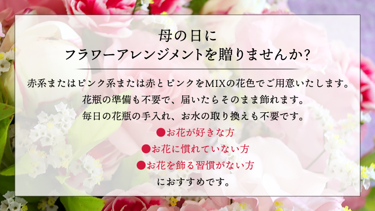【 母の日 】 フラワー アレンジメント S 赤 ・ ピンク 系 ギフト プレゼント 花 お祝い 贈答 記念日 [CT079ci01]