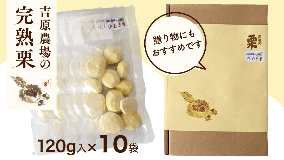 【 吉原農場 の 完熟栗 】 熟成 生むき栗 10袋 ( 120g × 10袋 ) 令和7年産 完熟 栗 くり クリ 栗ごはん 贈答 ギフト 果物 フルーツ 数量限定 旬 秋 冬 正月 おせち [CX018ci]