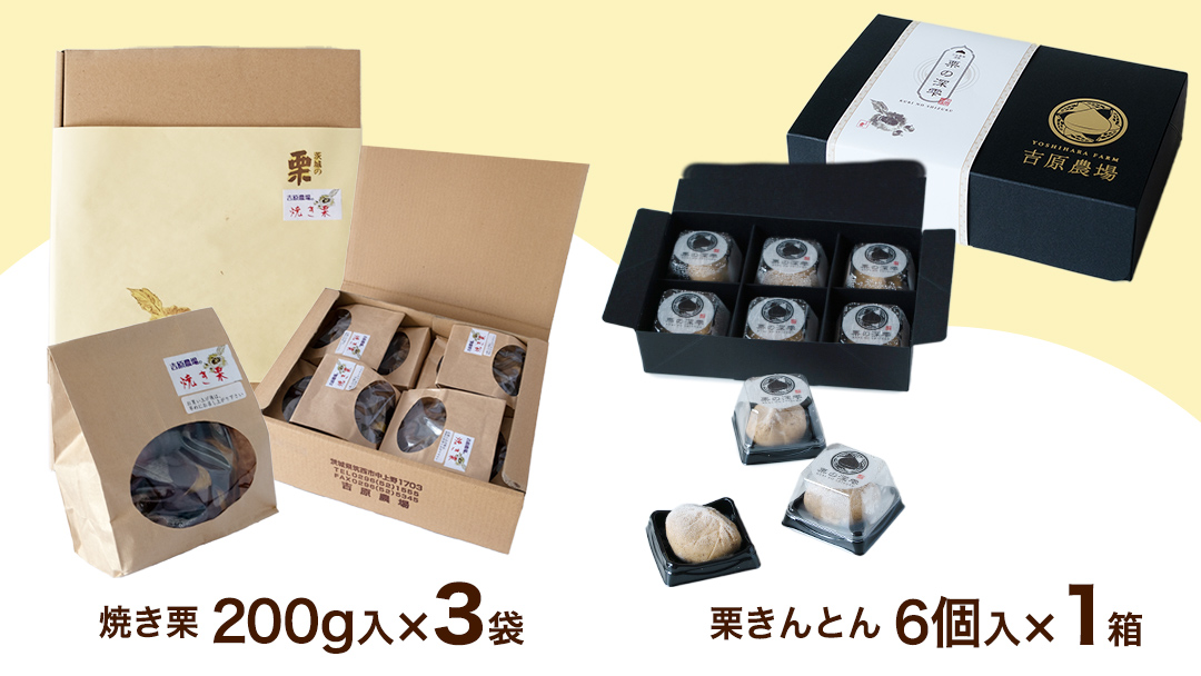 【 吉原農場 の 完熟栗 】 熟成 焼き栗 3袋・栗きんとん 1箱 セット 令和7年産 栗の深雫 完熟  くり クリ 栗ごはん おかし お菓子 果物 フルーツ 数量限定 旬 秋 冬 正月 おせち [CX025ci]