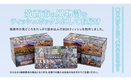 スピード発送!! 筑西市PR ボックスティッシュ 60箱 ( 5個入り × 12セット ) 1箱200組 400枚 パルプ100% 非売品 ティッシュ ティッシュペーパー 日用品 消耗品 常備品 まとめ買い スピード配送 [EN001ci]