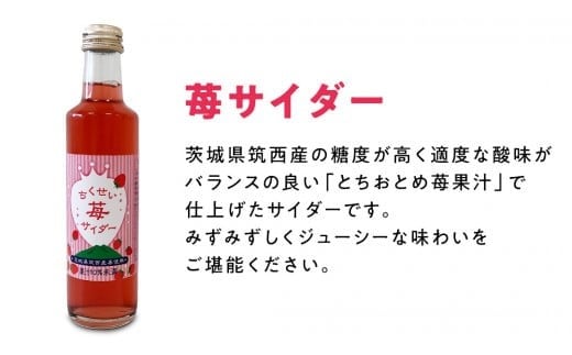 筑波山麓 クラフトサイダー 8本 セット （ 苺 4本 ・ 梨 2本 ・ 柚子 2本 ） サイダー いちご イチゴ なし ナシ 柚子 飲み比べ 飲みくらべ [BW008ci]