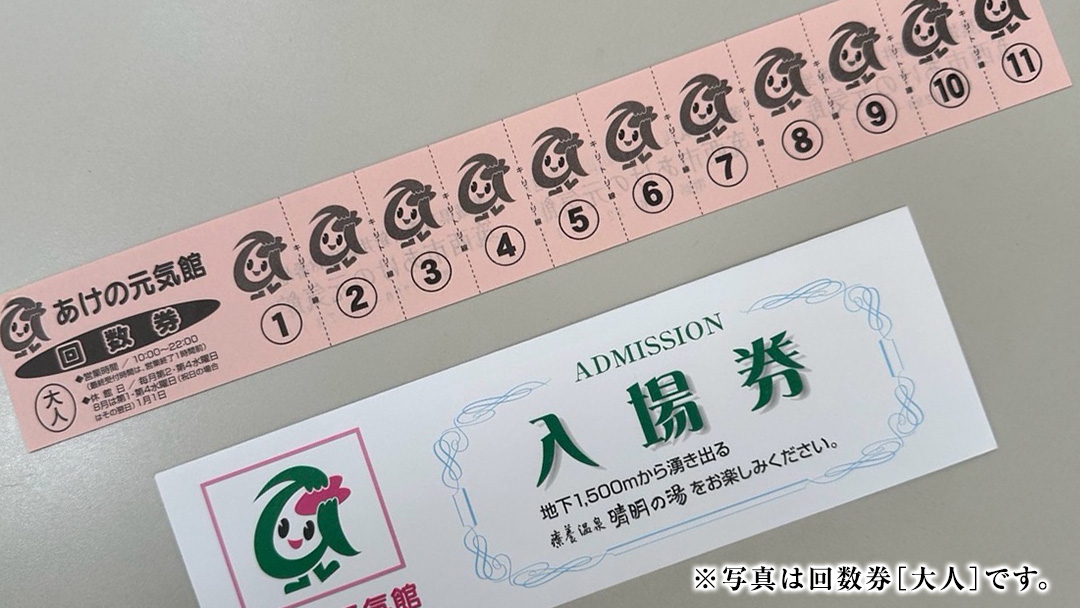 あけの元気館 利用回数券 11回分（ 大人 ） 利用券 施設利用券 回数券 チケット 晴明の湯 温水プール トレーニングジム [ER001ci]