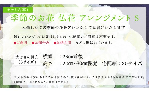 【 筑西市 ふるさと納税限定 コラボ 】 《 季節のお花の仏花アレンジメントS 》《 笑来餅 2個 セット（白2個） 》 アレンジメント 生花 ギフト プレゼント 誕生日 記念日 敬老 餅 もち もち米 [ZZ049ci]