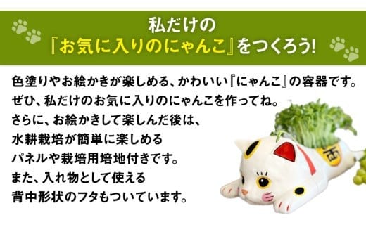 おえかきにゃんこ の 水耕栽培キット 家庭菜園 小物入れ 収納 インテリア 野菜 やさい 夏休み 自由研究 工作 [EM001ci]