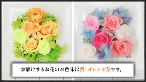 【 母の日 】 黄色 ・ オレンジ 系 プリザーブドフレーム アレンジ ギフト プレゼント 花 お祝い 贈答 記念日 [CT074ci01]