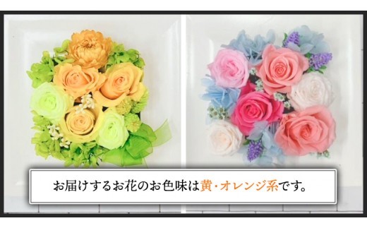 【 母の日 】 黄色 ・ オレンジ 系 プリザーブドフレーム アレンジ ギフト プレゼント 花 お祝い 贈答 記念日 [CT074ci]