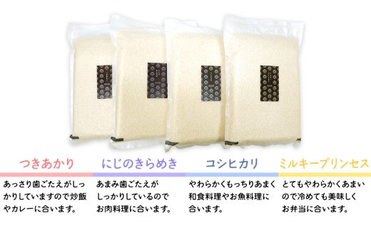 食べくらべ　精米 4種　真空1800g×4袋 令和7年産 米 お米 コメ 茨城県 新生活 応援 コシヒカリ ミルキープリンセス にじのきらめき つきあかり 食べ比べ　 [EX005ci] 【単品】1800g×4袋