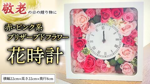 【 敬老の日 】 プリザーブド フラワー 花時計 赤 ・ ピンク 系 ギフト プレゼント 花 お祝い 贈答 記念日 インテリア 壁掛け [CT076ci]