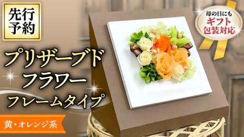 【 母の日 】 黄色 ・ オレンジ 系 プリザーブドフレーム アレンジ ギフト プレゼント 花 お祝い 贈答 記念日 [CT074ci01]