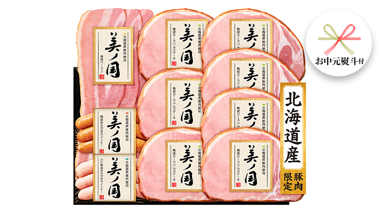 【 お中元 熨斗付 】 日本ハム 美ノ国 ギフトセットC 肉 にく 贈答 ギフト 詰め合わせ ハム  生ハム ロース ステーキ ベーコン あらびき ソーセージ ウィンナー [AA077ci]