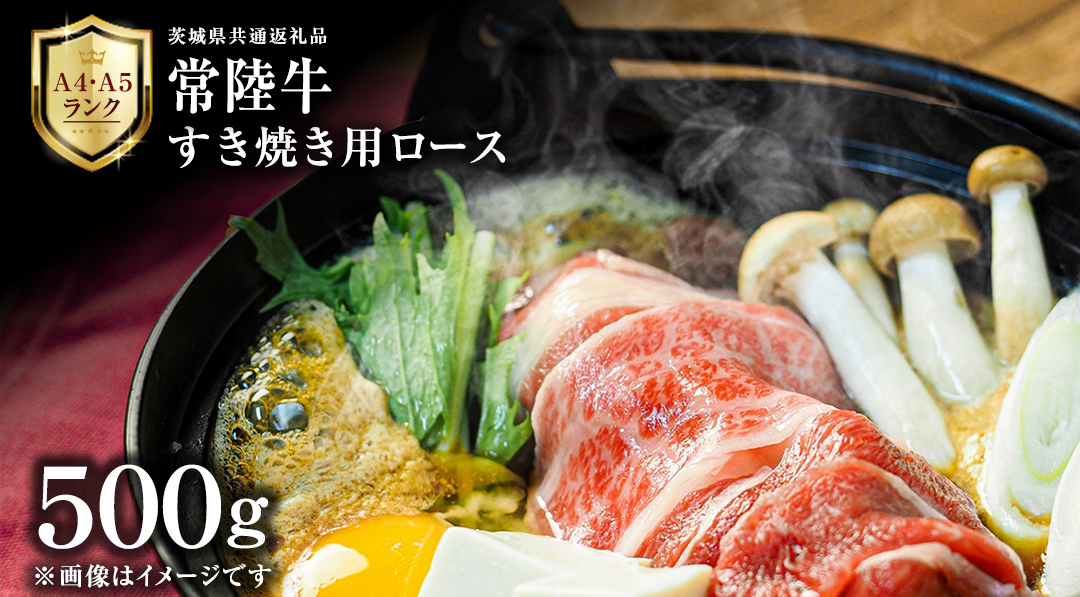 【 常陸牛 】 すき焼き用 ロース 500g 茨城県共通返礼品 化粧箱入り A4 A5 ブランド牛 国産 牛肉 肉 お肉 黒毛和牛 和牛 ギフト 贈答 [AD007ci]