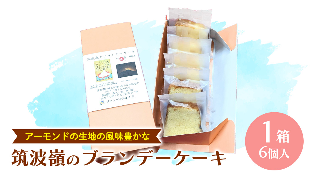 筑波嶺 の ブランデー ケーキ 1箱(6個入) ブランデーケーキ お菓子 おかし 菓子 銘菓 焼き菓子 [AT008ci]