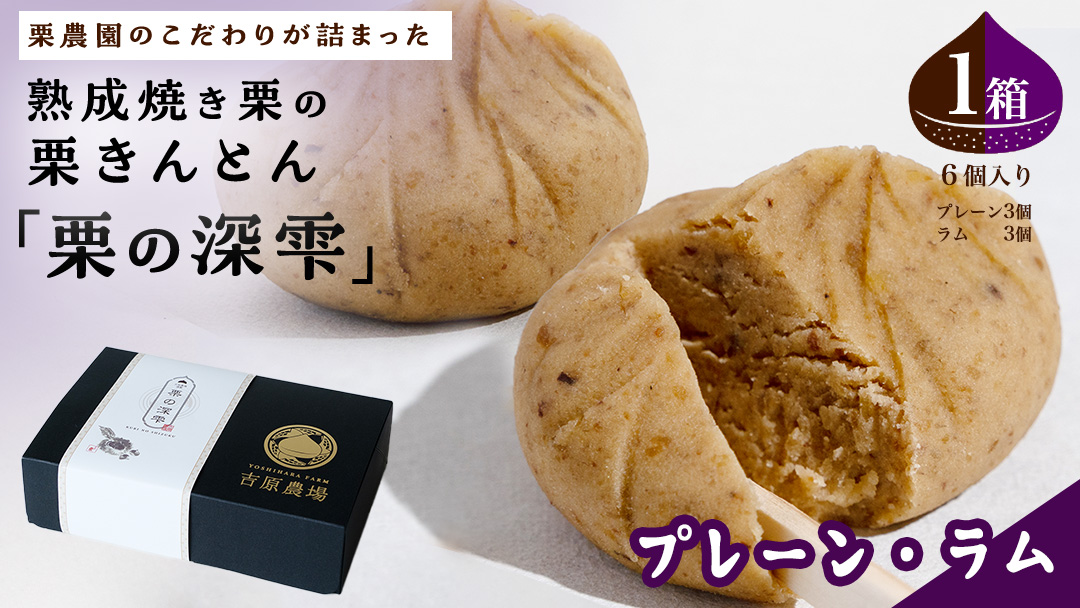 栗きんとん 「 栗の深雫 」 プレーン3個 ＆ ラム3個入り 1箱  ～くりのしずく～ 6個 完熟 栗 くり クリ 和菓子 おかし お菓子 贈り物 ギフト 果物 フルーツ 秋 冬 [CX030ci]