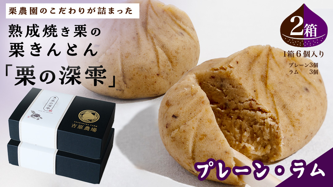 栗きんとん 「 栗の深雫 」 プレーン3個 ＆ ラム3個入り 2箱  ～くりのしずく～ 12個 完熟 栗 くり クリ 和菓子 おかし お菓子 贈り物 ギフト 果物 フルーツ 秋 冬 [CX031ci]