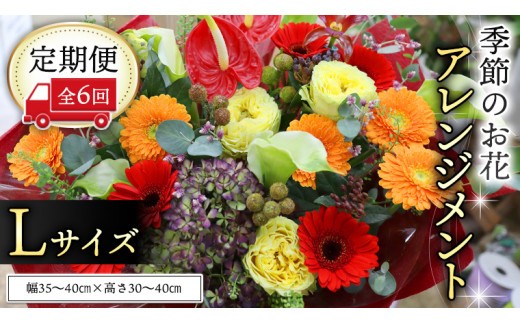 【 定期便 6ヶ月 】 毎月届く 季節の アレンジメント Lサイズ 花 生花 6回 おうち時間 定期便 新生活 応援 [CT064ci] Lサイズ：定期便6回