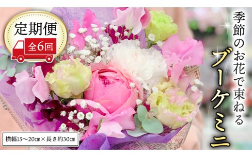 ≪定期便≫季節のお花で束ねるブーケミニ＊6回 花束 ブーケ 生花 [CT003ci] ミニサイズ：定期便6回